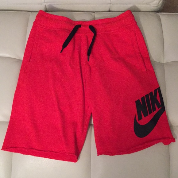 red nike sweat shorts